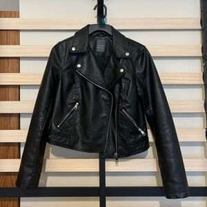 Primark Black Leather Moto Biker Jacket